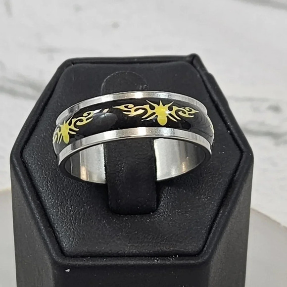 Size 11 Black and Yellow Tribal Fashion Ring 11H - Picture 4 of 4